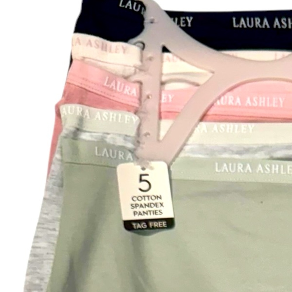 LAURA ASHLEY 5 Pack Panties Cotton Spandex Tag Free Pastel Neutral NWT Large - Picture 5 of 13